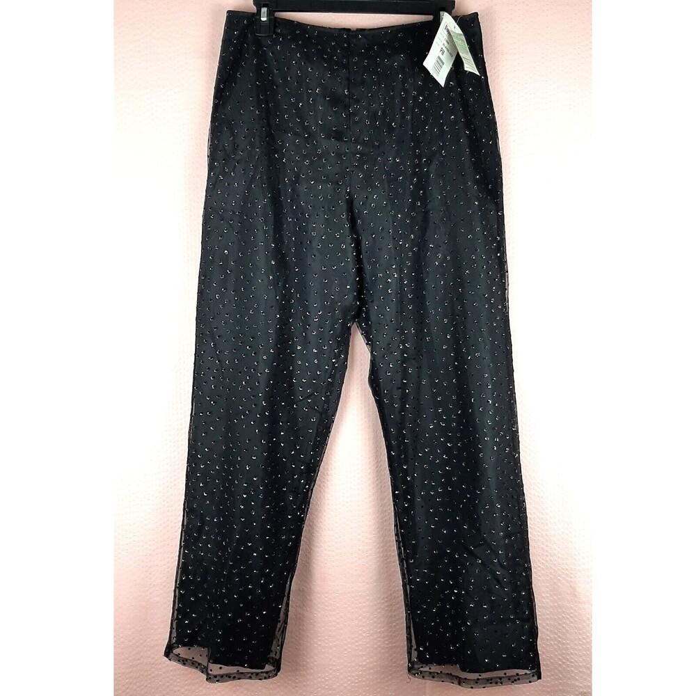 NEW Ronni Nicole Dress Pants Black Metallic Mesh Overlay Lightweight Size PM